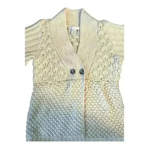 Design History Wool Blend Cable Knit Cardigan Sweater Ivory Size M​
